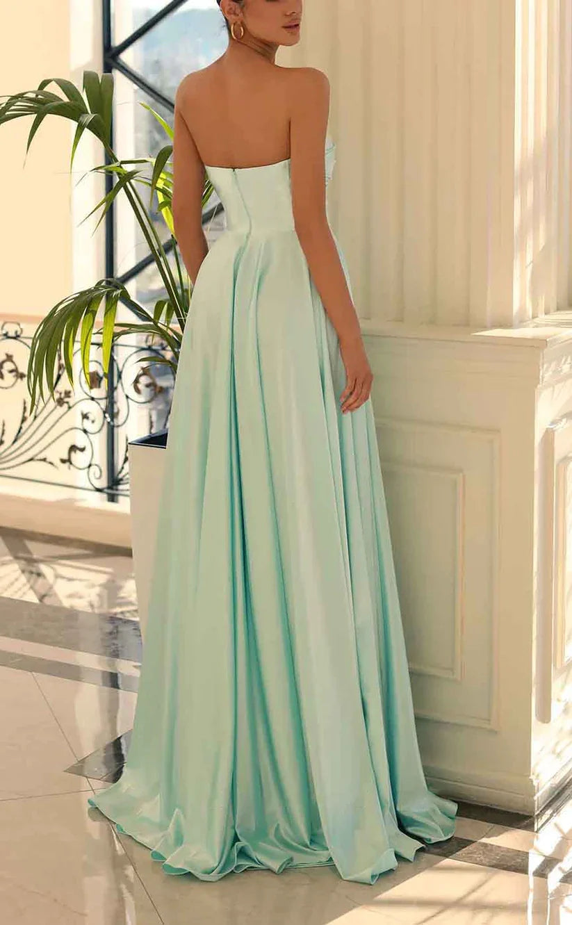 Weitese Dress A-line Sleeveless Long Prom Dresses Side Hight Slit Purple Pleated Prom Dresses